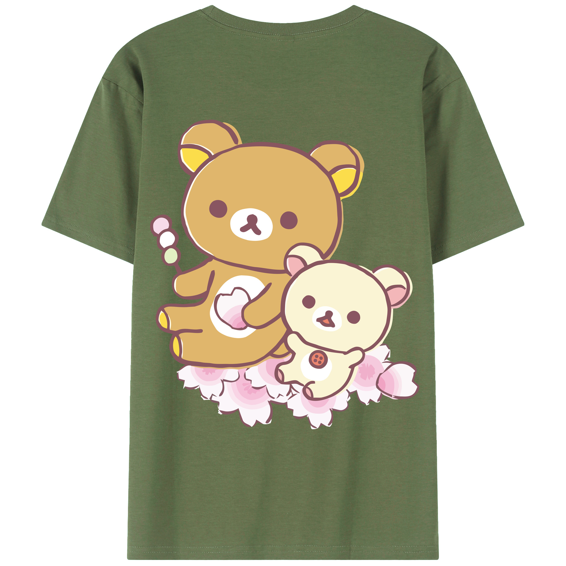 （画像用） リラックマ リラックマ キイロイトリ Rilakkuma Korilakkuma Kiiroitori 綿100％ メンズ半袖Tシャツ（バックプリント） 通気性